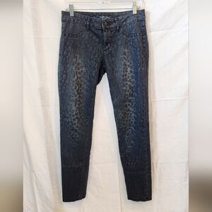 LONDONJEAN Dark Blue Patterned Skinny Jeans